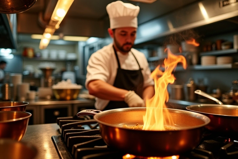 Chef preparing dishes in the kitchen