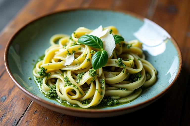 Handmade pasta with rich tomato sauce